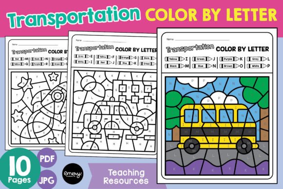 Download Transportation Color by Letter - Color by letter Collection